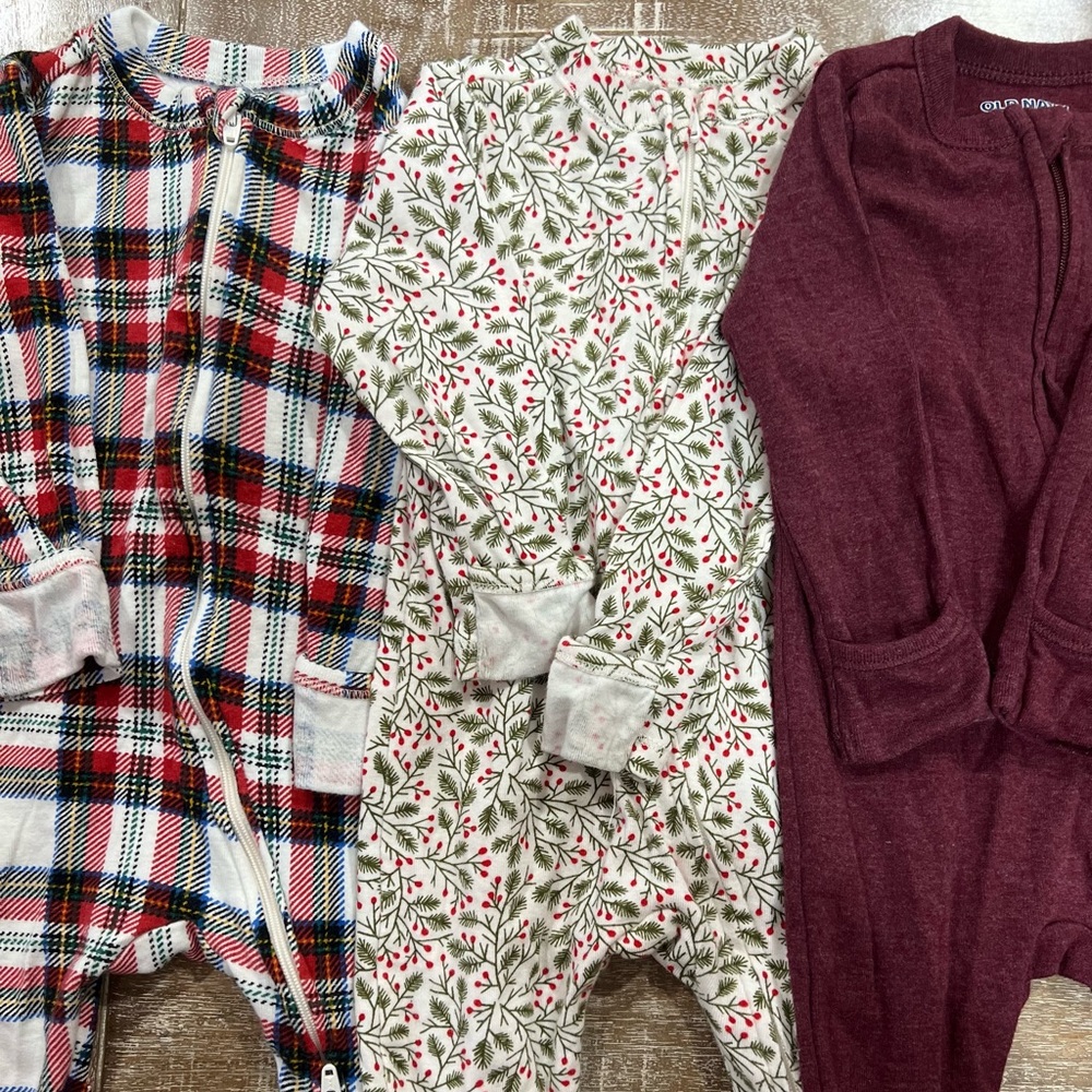 3 holiday inspired onesie pjs